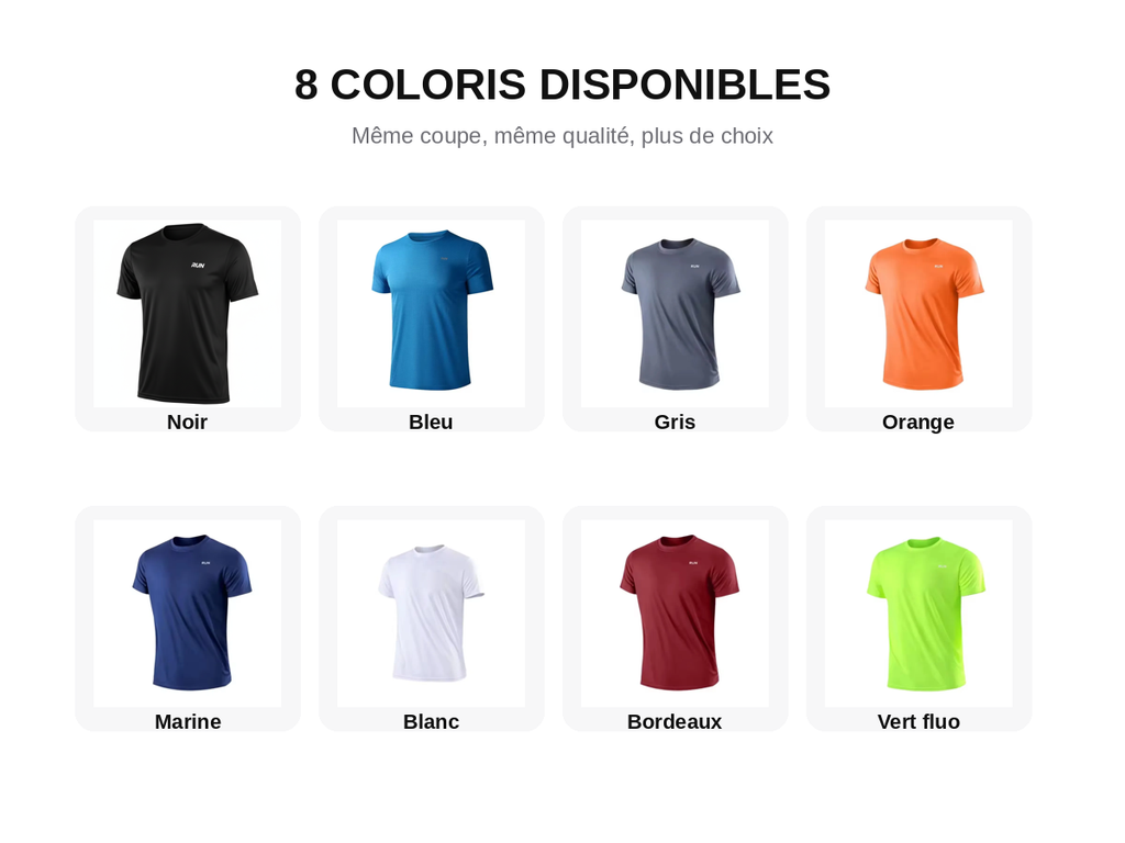 T-Shirt Sport Homme Manches Courtes – Séchage Rapide, Anti-Transpiration, Gym et Running
