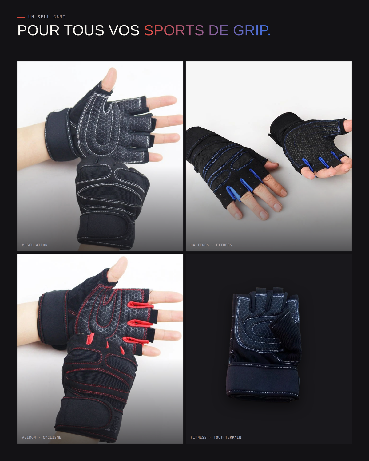 Gants de Musculation & Cyclisme – Amorti, Anti-Transpirant
