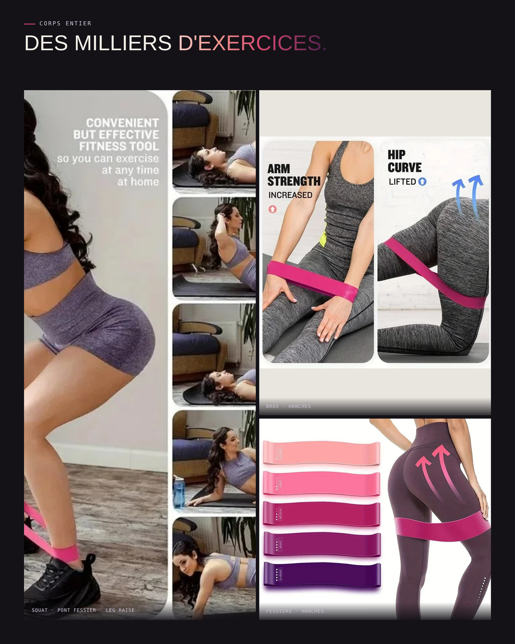 Set de 5 Élastiques de Résistance – Yoga, Pilates & Fitness