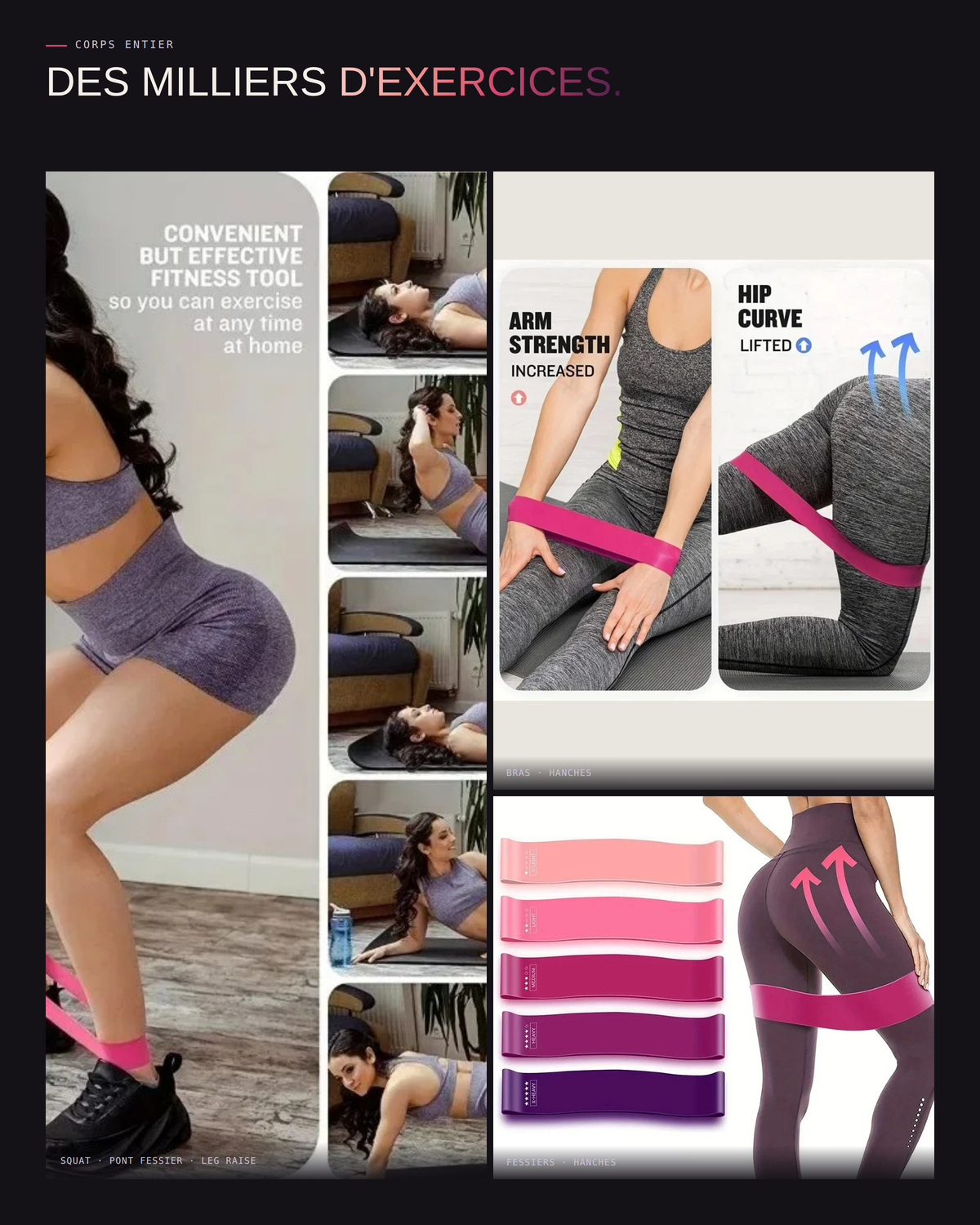 Set de 5 Élastiques de Résistance – Yoga, Pilates & Fitness