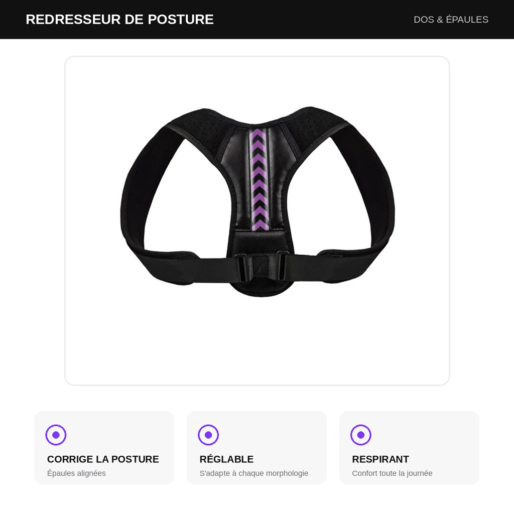 STAWIN Correcteur de Posture Réglable – Soutien Dos, Épaules et Nuque, Sport et Usage Quotidien