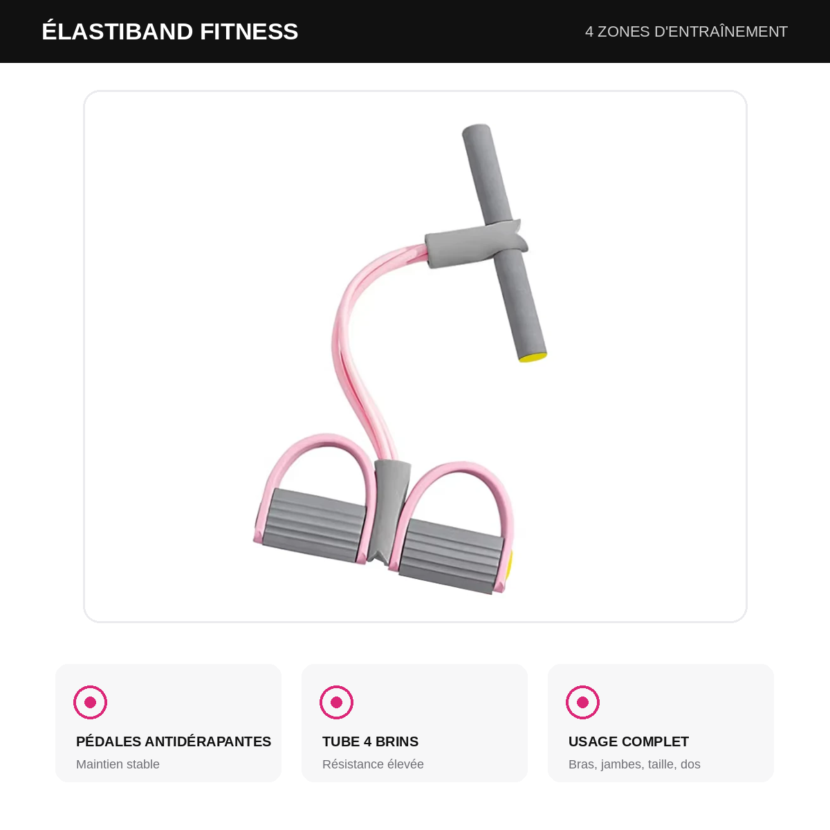 Corde Élastique 4 Tubes – Bande de Résistance Multifonction | Abdos, Bras & Jambes