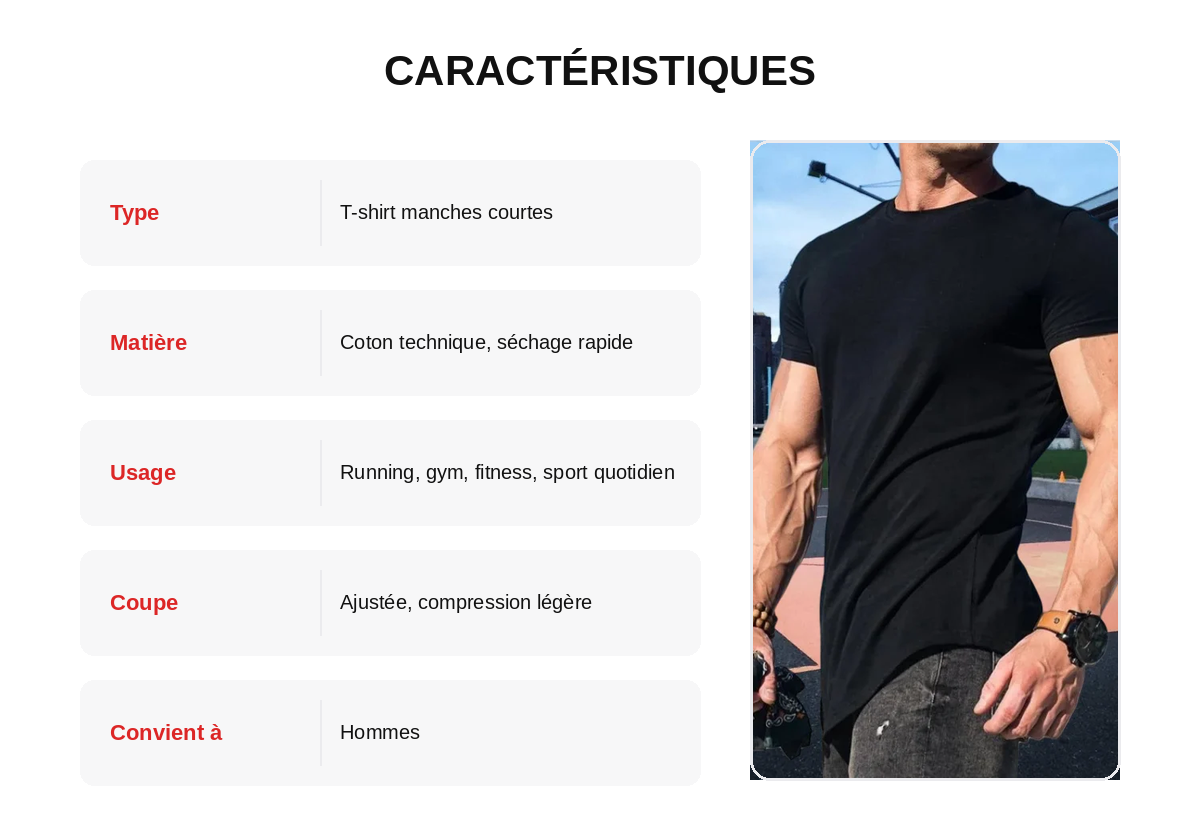 T-Shirt Sport Homme Compression – Séchage Rapide, Gym & Running